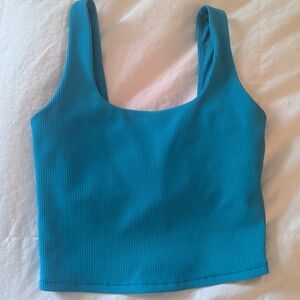 Blue Ribbed Women's Top